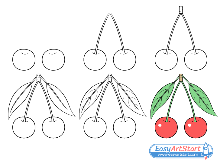 cherries drawing step by step