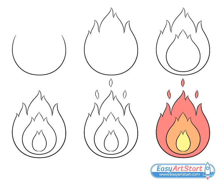 fire drawing step by step