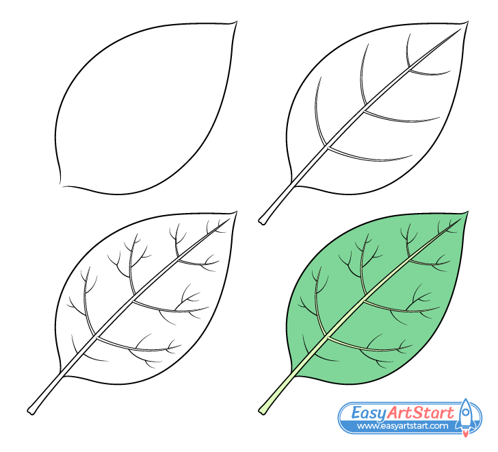 leaf drawing step by step