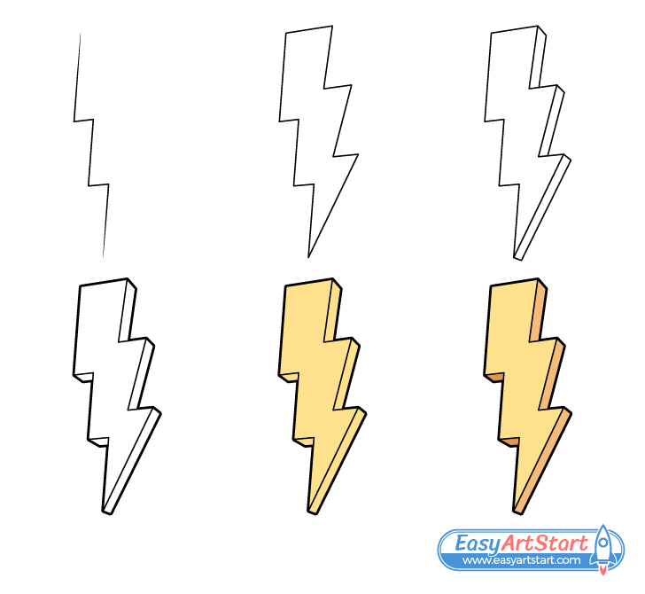 How to Draw a Lightning Bolt Step by Step - EasyArtStart