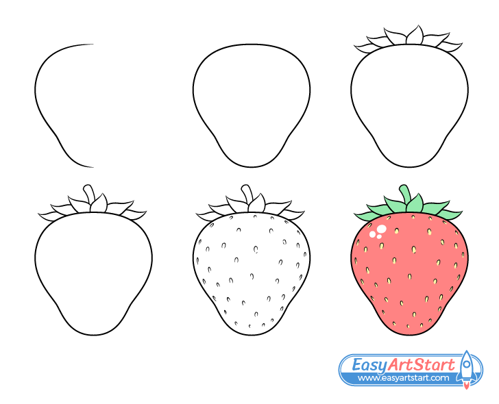 strawberry drawing step by step