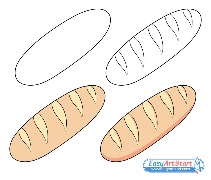 bread drawing step by step