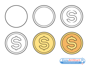 How to Draw a Coin Step by Step (Easy) - EasyArtStart