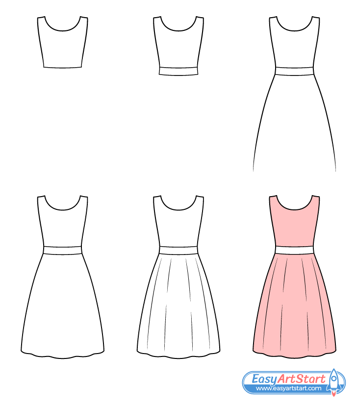 dress drawing step by step