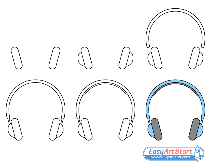 headphones drawing step by step