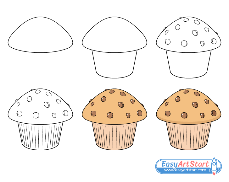 muffin drawing step by step