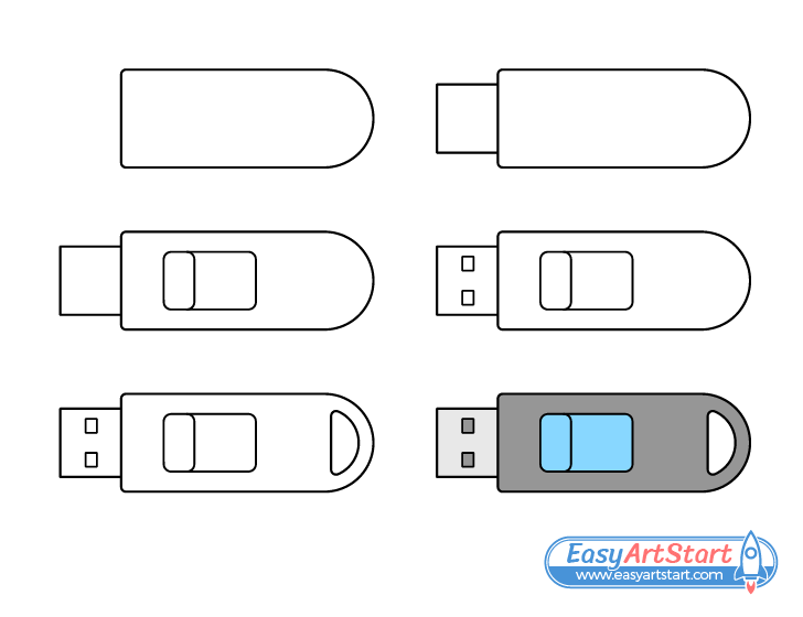 USB stick drawing step by step