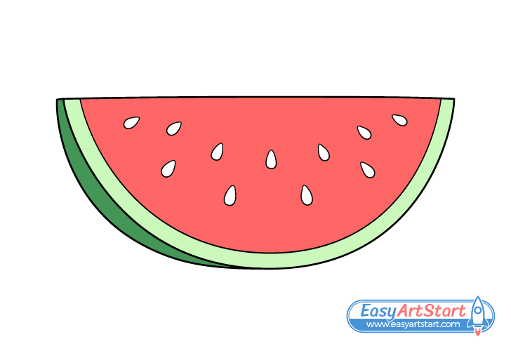 water melon slice drawing color