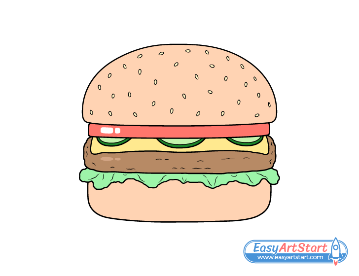 How to Draw a Burger in 12 Steps - EasyArtStart