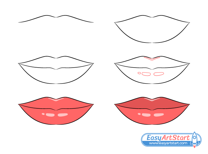 lips drawing step by step