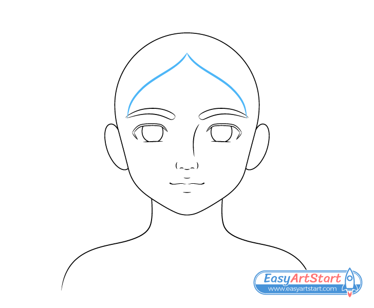 pretty girl forehead hair drawing