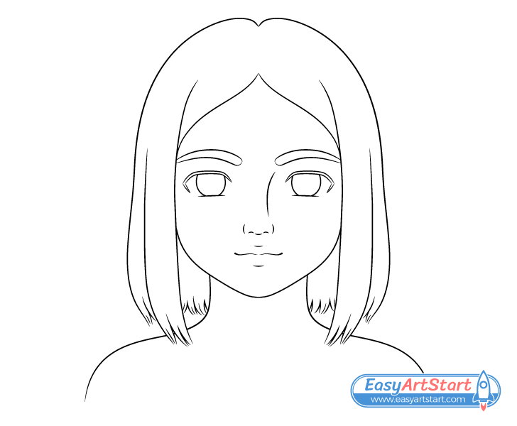 pretty girl hair outline drawing