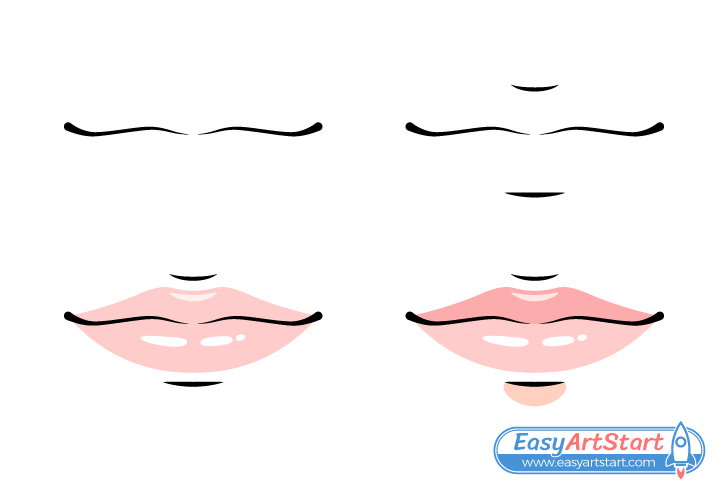 pretty girl lips drawing step by step